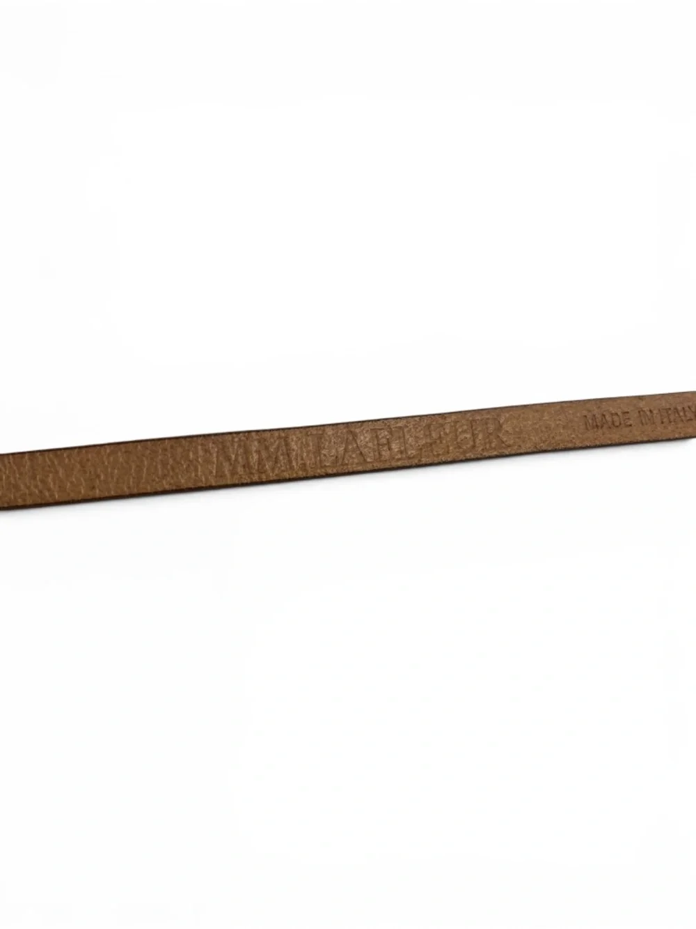 M.M. LAFLEUR Italian Leather Belt Super Thin Dress Accessory in Tan Beige Size L